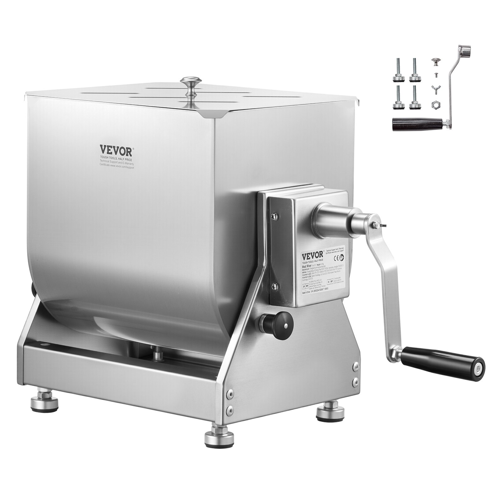 Manueller Fleischmischer 40 L Fleischverarbeitungsgerät Mit Kippbehälter (max. Mischen Von 27,2 Kg Fleisch), Fleischmischer Wurstmischer Mit Untersetzungsgetriebe, Handmixer Für Hackfleisch