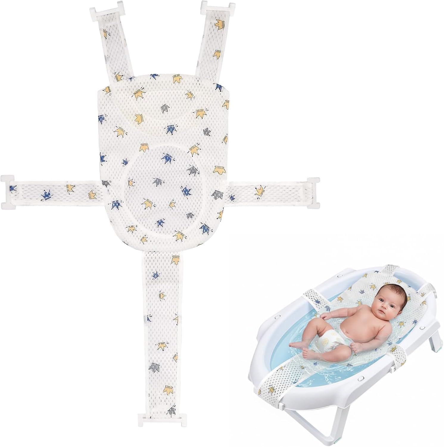 Baby-badehängematte – 1 Stück – Atmungsaktives Netzgewebe – Verkleinerer Mit 5 Gurten – Neugeborene 0–6 Monate