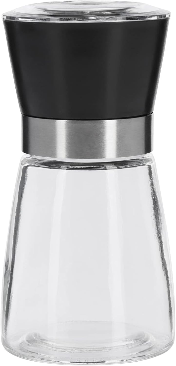 Gewürzmühle – 1 Stück – Glas Und Kunststoff – Verstellbares Keramikmahlwerk – Für Küche Und Tisch – Schwarz/silber/transparent