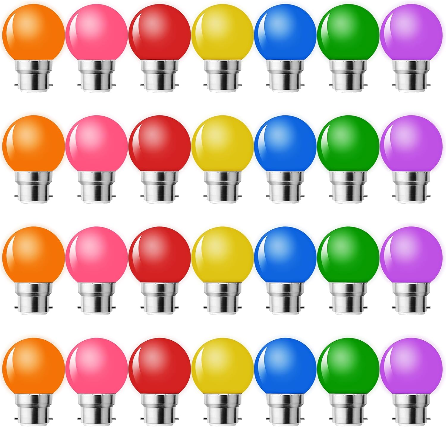 28er-pack B22 Led-lampen – 2 W G45 – Mehrfarbig – Für Lichterketten Und Partys Im Außenbereich