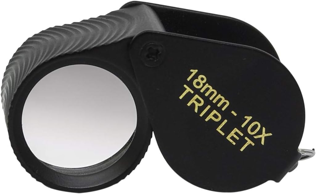 10-fache Faltbare Triplet-lupe – 18-mm-linse – Optisches Glas – Schwarzes Gehäuse – Mit Etui