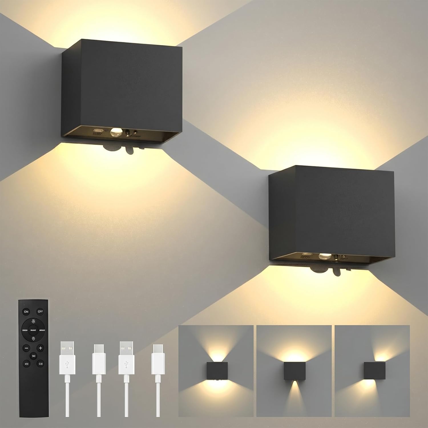 Wandleuchte – 2 Stück – Aluminium – Bewegungsmelder – Innen/außen – Warmweiß