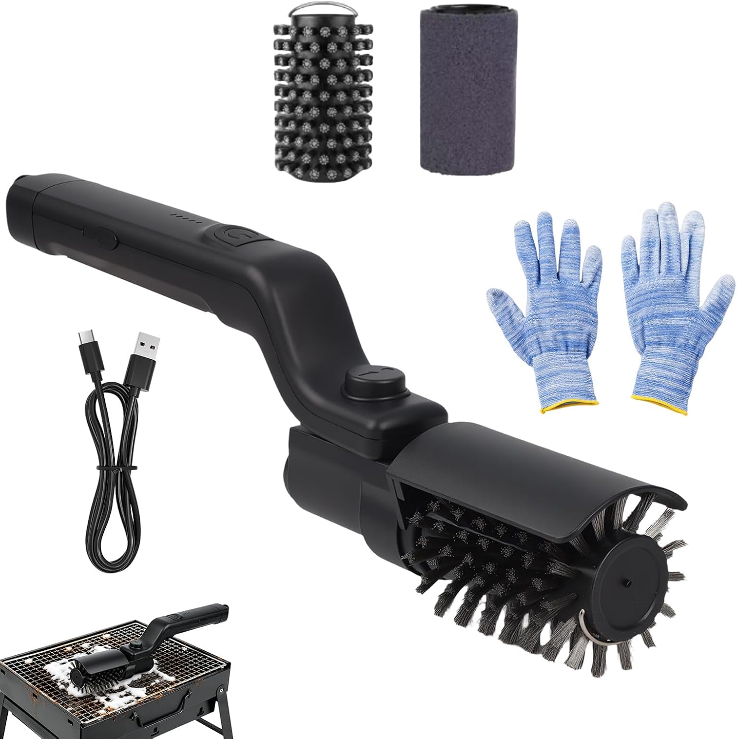 Elektrische Grillbürste - 1 Stück - Nylon - Gründliche Reinigung - Grillroste