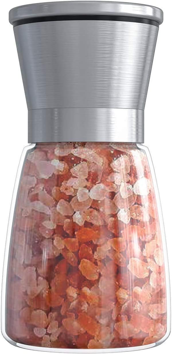 Pfeffermühle – 1 Stück – Glas Und Edelstahl – Verstellbares Keramikmahlwerk – Für Küche Und Tisch – 135 X 65 Mm