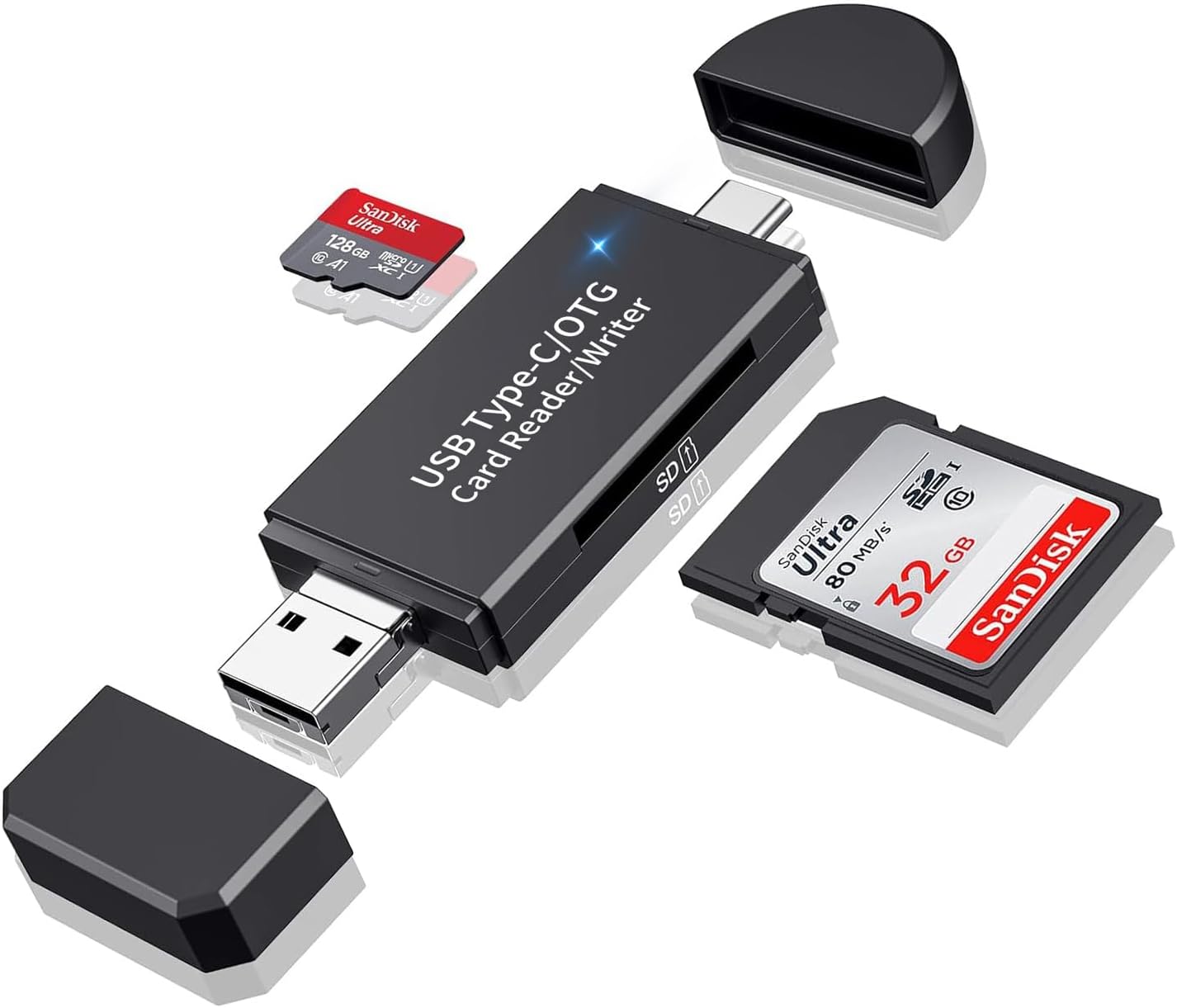 Usb-typ-c Sd- Und Micro-sd-kartenleser – 3-in-1-otg-adapter Für Die Datenübertragung Auf Smartphone Und Pc