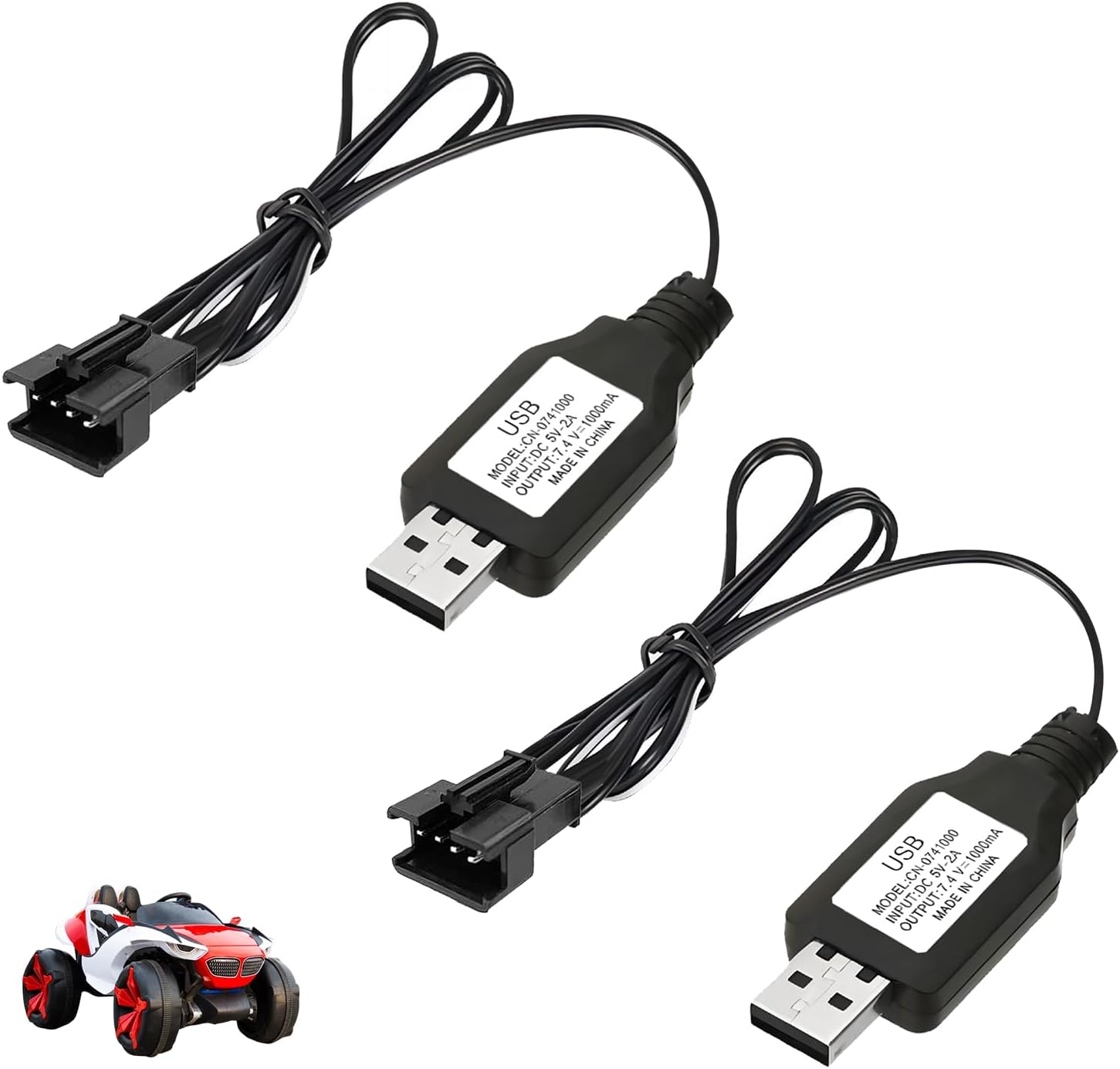 7,4-v-usb-ladegerät Für Rc-modelle – 2er-pack – Sm-4p-stecker – Für 2s-lipo-akkus – Auto/boot