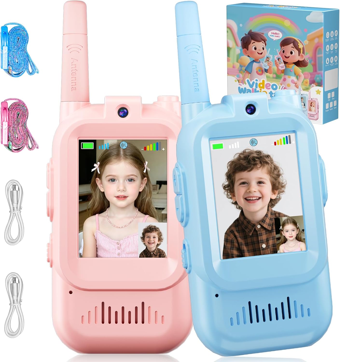 Kinder-walkie-talkies – 2er-pack – 2-zoll-hd-bildschirm – Videokamera – Usb-c-aufladbar – Outdoor-spiel Für Kinder Von 3–8 Jahren