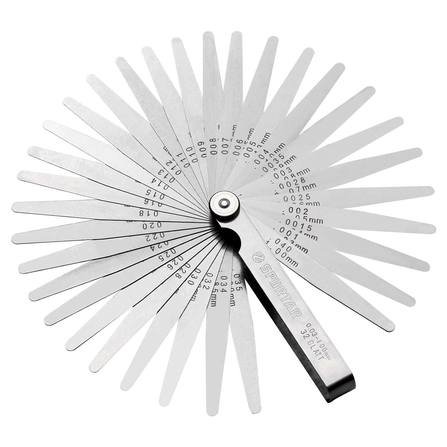 Dickenmessgerät – 32 Klingen – Edelstahl – Doppelte Metrische Und Imperiale Markierungen – Präzisionsmessung Für Mechaniker – 0,03–1,00 Mm