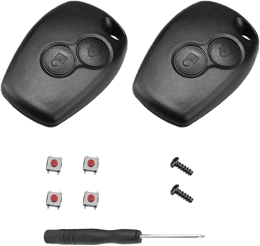 Schlüsselgehäuse Mit 2 Tasten – 2er-pack – Kunststoff – Ohne Schlüsselbart – Renault Dacia – 8,2 X 2,7 Mm