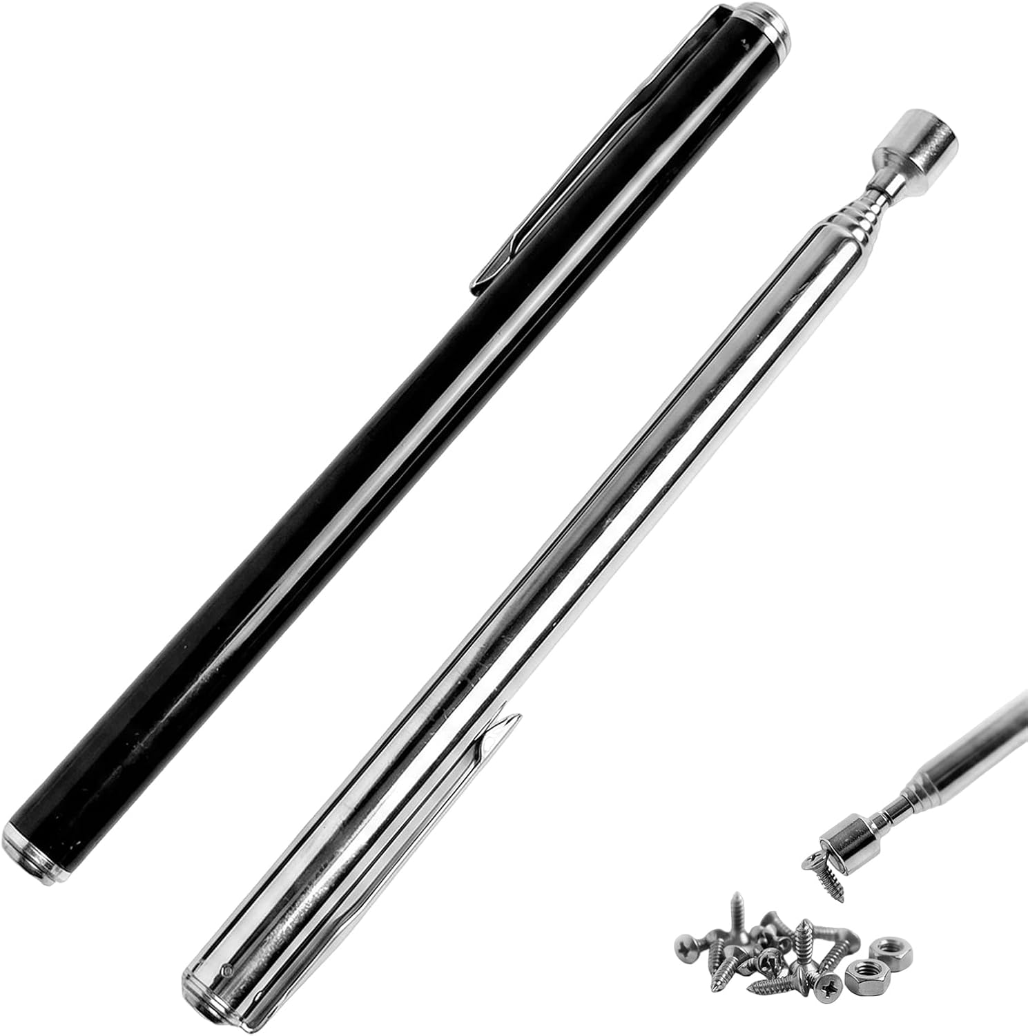 2er-set Teleskopmagnete – 2 Stück – Edelstahl – Zum Aufheben Von Schrauben Und Boulekugeln – Heimwerken Und Garten – 12,6 Bis 65 Cm