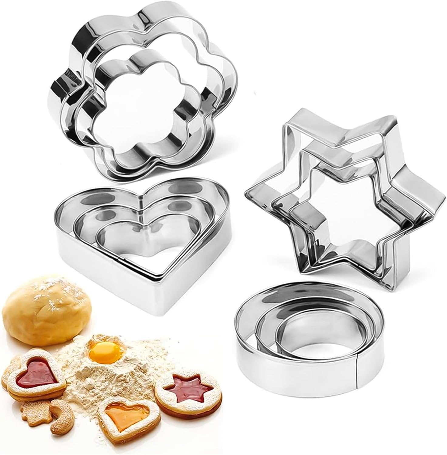Ausstechformen – 12-teilig – Edelstahl – Geometrische Formen – Backen Zum Selbermachen – 3 Verschiedene Größen