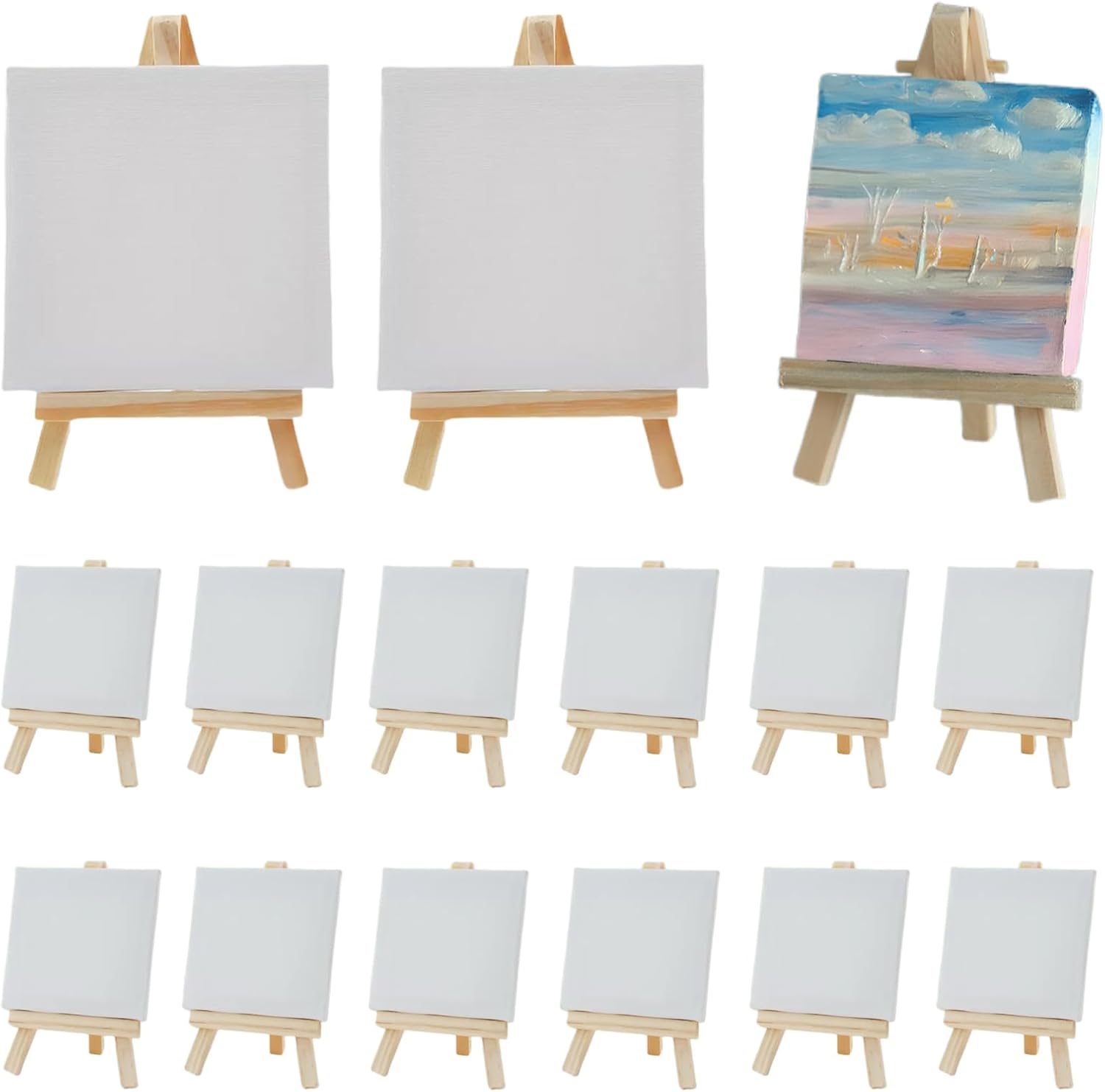 Mini-staffelei – 12er-set – Holz – Klappbarer Ständer – Malen Und Dekorieren – 8 X 15 Cm
