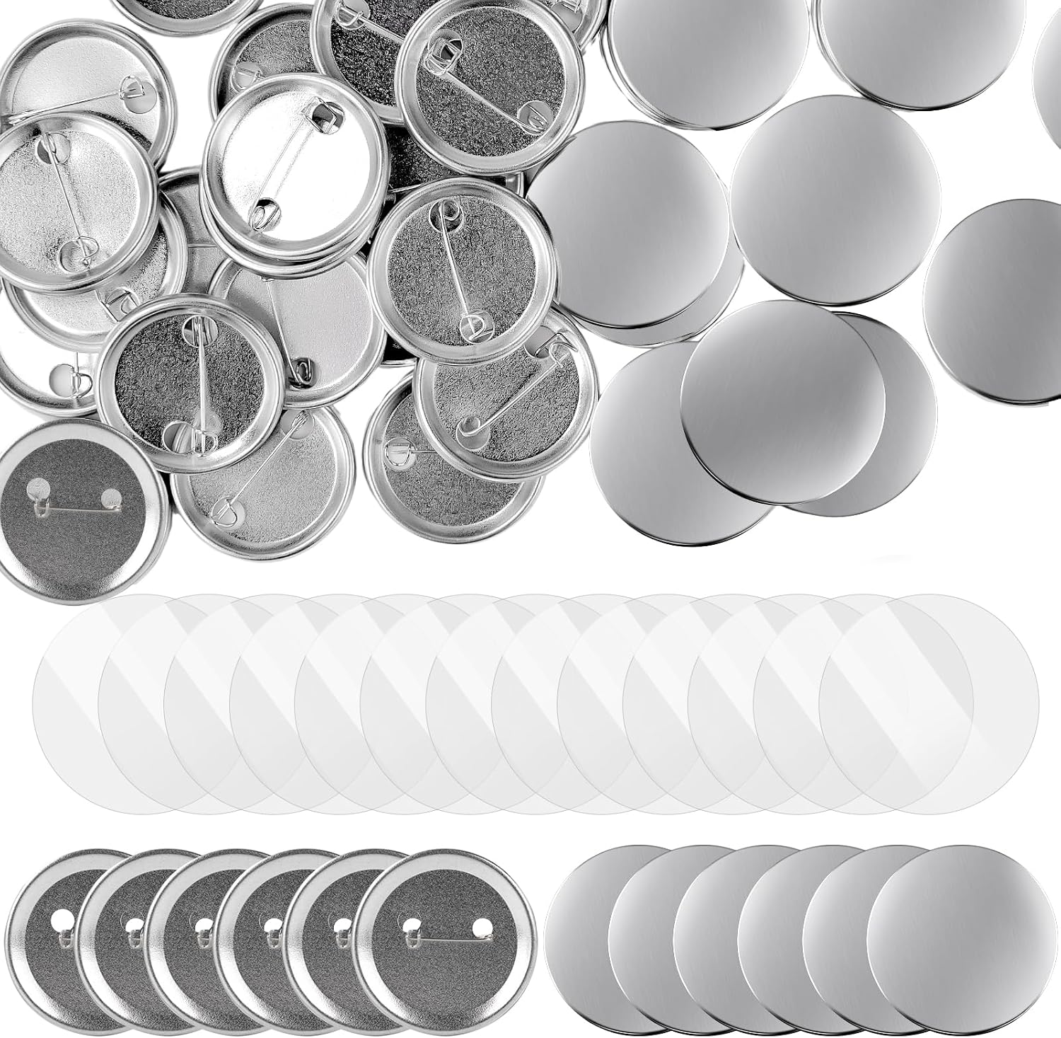 200-teiliges Set Runder Abzeichen (32 Mm) – Metallgehäuse Und Pvc-folie – Für Die Persönliche Gestaltung Und Berufliche Kennzeichnung