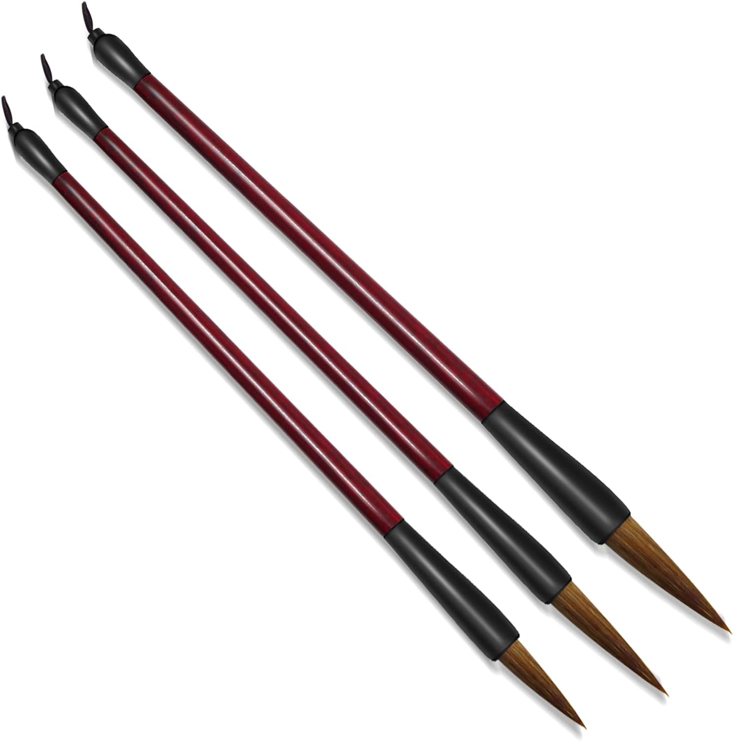 Kalligrafiepinsel – 3er-set – Wieselhaar Und Harz – 3 Größen – Für Tusche- Und Sumi-malerei – 23 Cm Griff