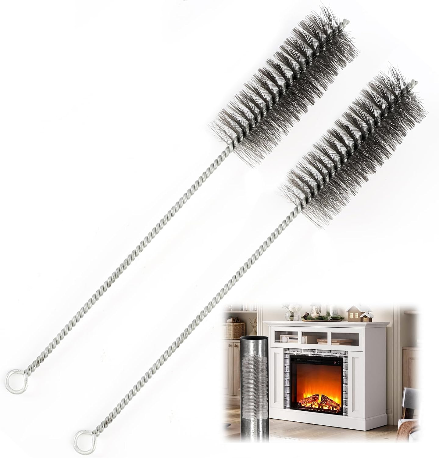 Schornsteinfegerbürste – 2er-set – Stahl – Durchmesser 40 Mm – Zur Reinigung Von Rauchrohren Und Öfen – 30 Cm