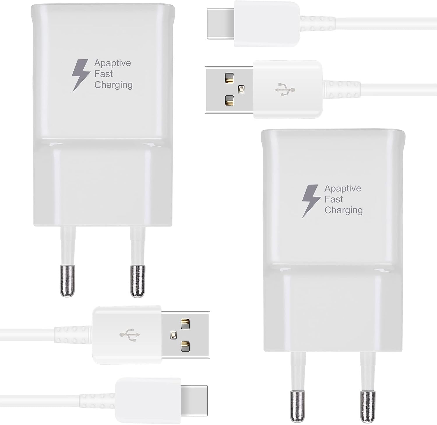 2er-pack Adaptive Usb-typ-c-schnellladegeräte – 1,5 M Kabel – 15 W – Für Samsung Galaxy Und Pixel