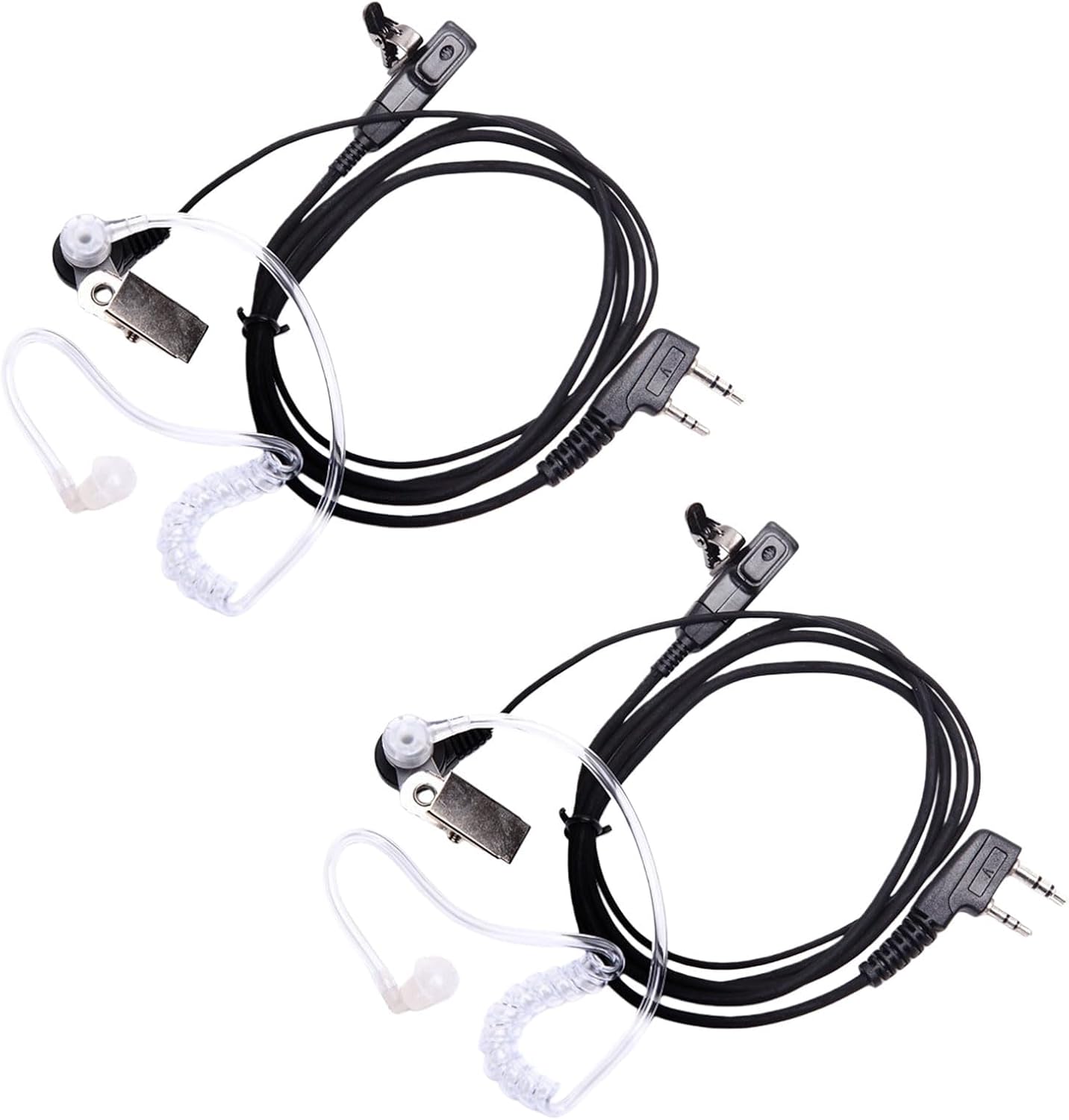 Walkie-talkie-ohrhörer – 2er-pack – Kabelgebunden (150 Cm) – Ptt-mikrofon – Kompatibel Mit Baofeng Und Kenwood – Schwarz