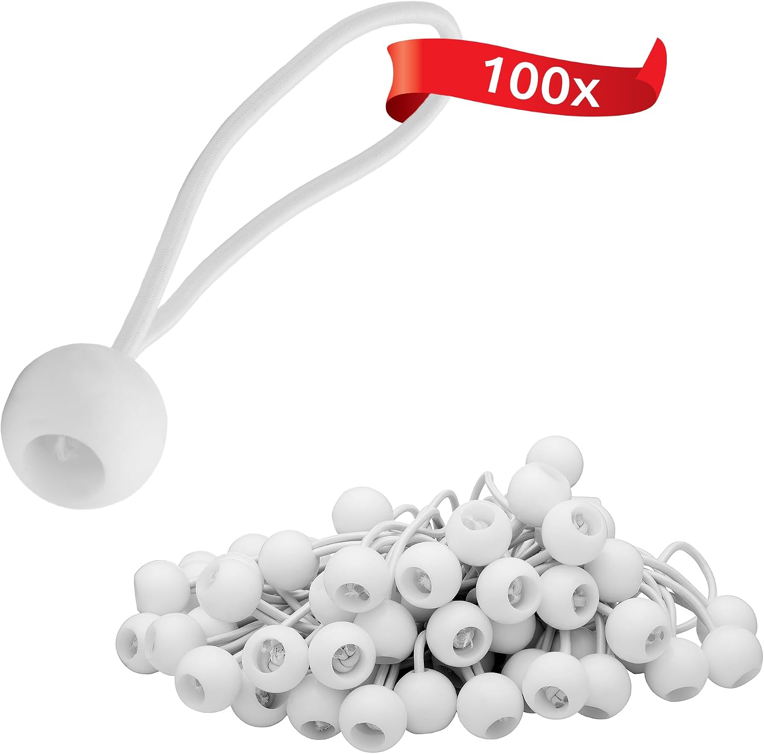 Elastisches Bungee-seil – 100er-packung – Latex Und Kunststoff – Schnellbefestigung – Für Planen Und Zelte – Weiß