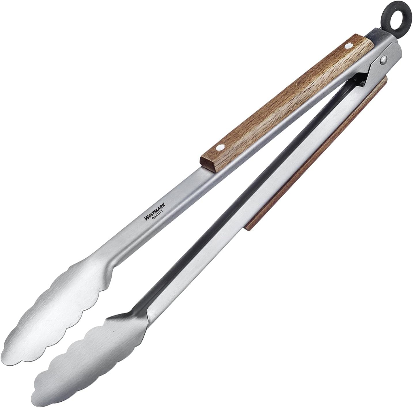 Grillzange – 1 Stück – Edelstahl Und Holz – Hitzebeständige Griffe – Zum Kochen Und Grillen – 31 Cm