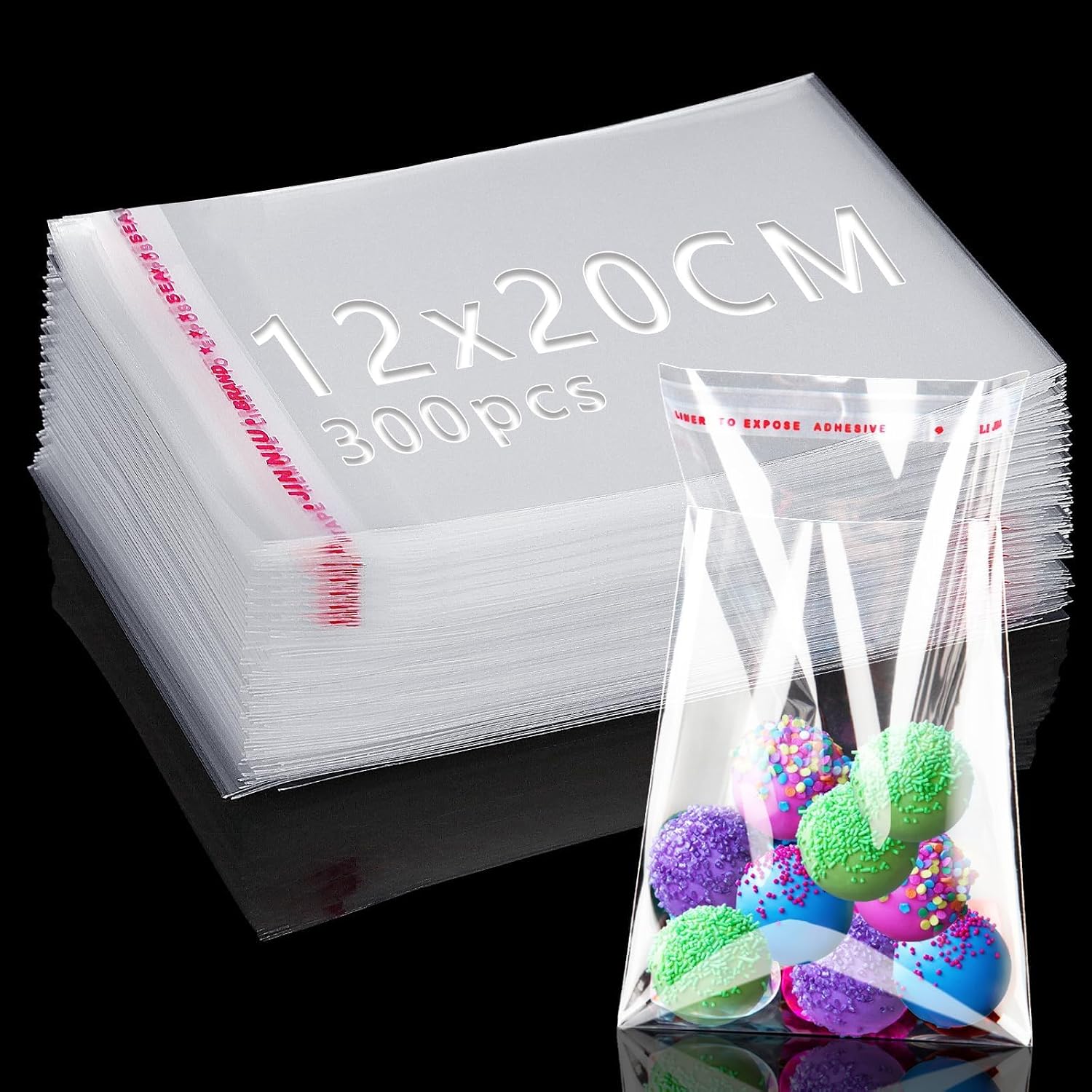 Plastiktüten – 300 Stück – Transparente Opp-beutel – Selbstklebend – Für Süßigkeiten, Schmuck, Geschenke – 20 X 12 Cm