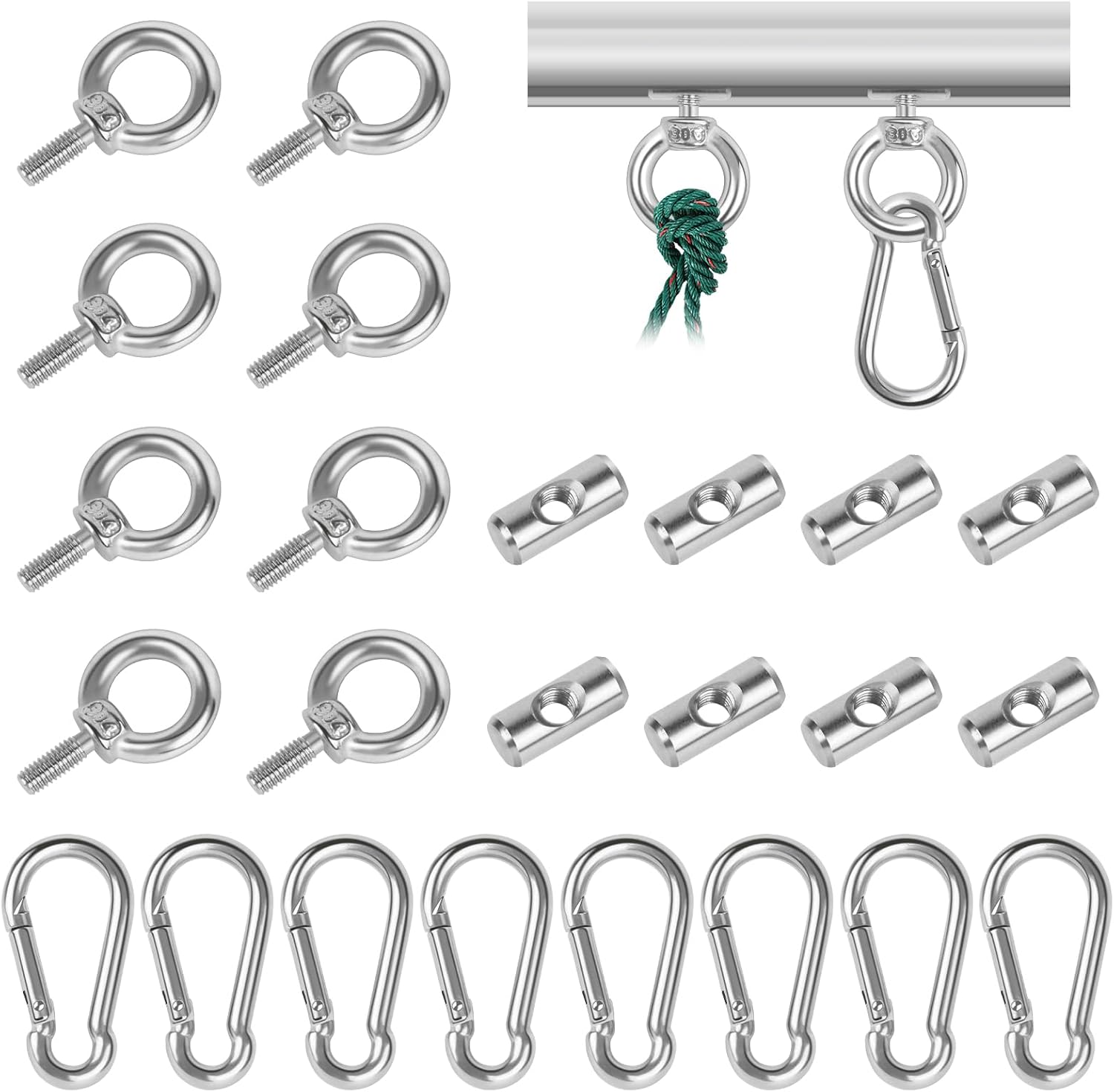 Schienenstopper – 8er-pack – Edelstahl – Mit Karabiner – Für Wohnwagen Und Wohnmobile – 6 Mm