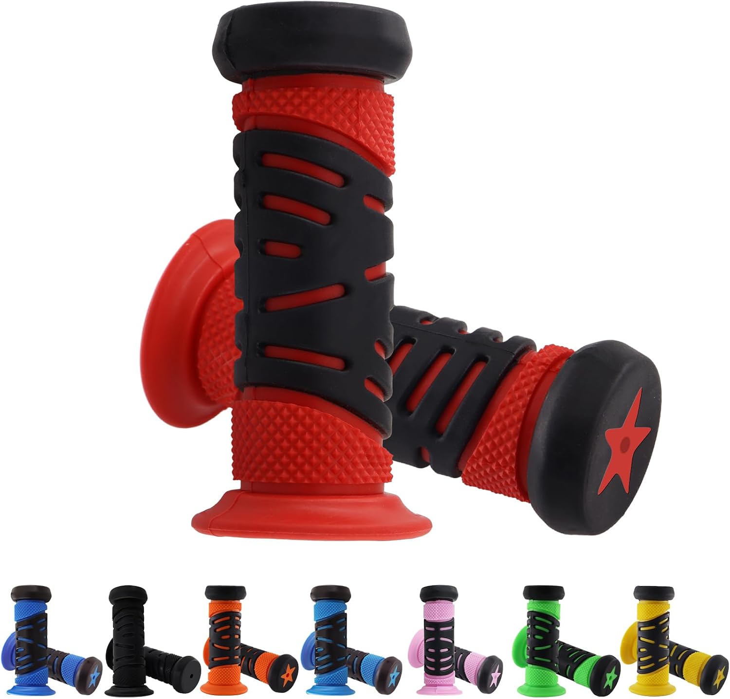 Kinderfahrradgriffe – Paar – Tpr-gummi – Rutschfest – Für Roller/mountainbike – Rot/orange, 22 Mm