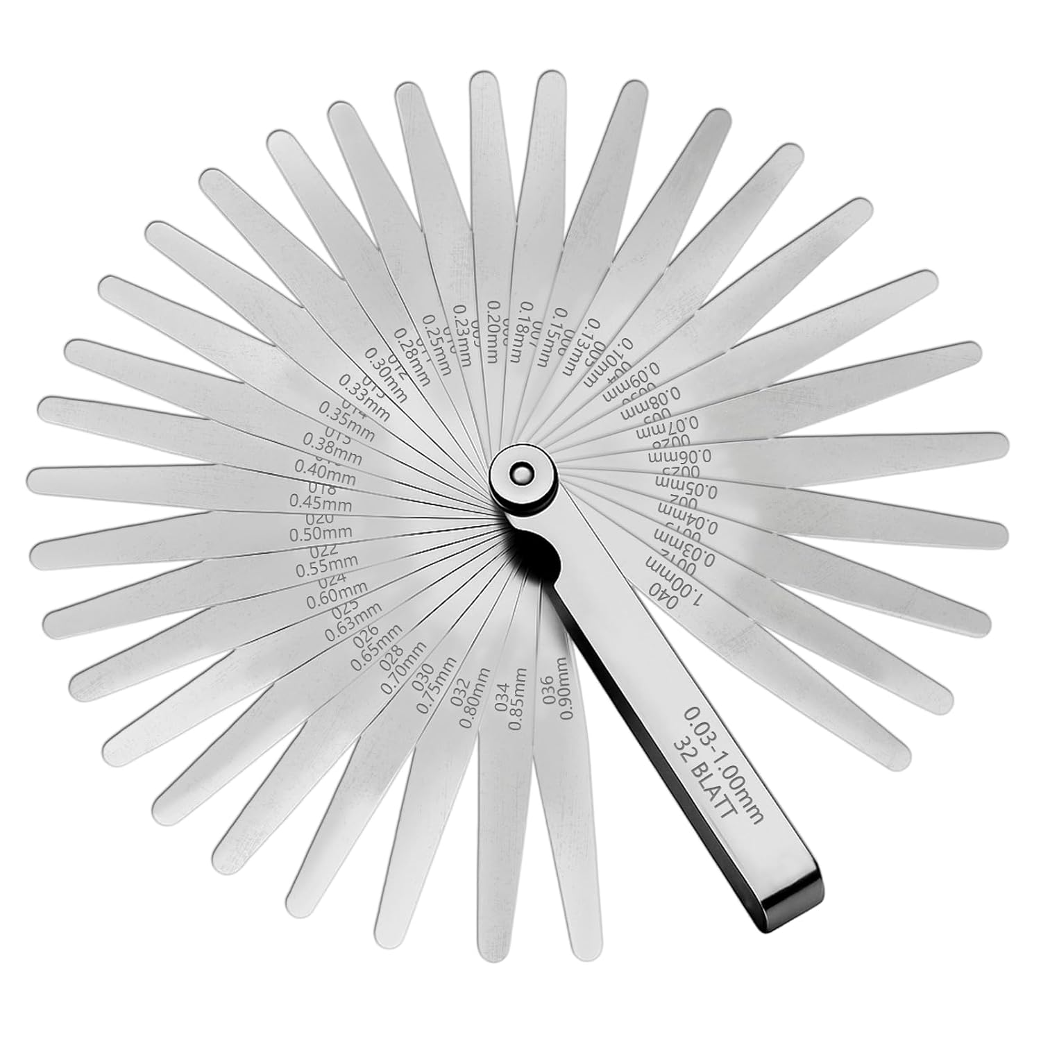 Dickenmessgerät – 32 Klingen – Edelstahl – Präzise Messung – Automobilindustrie – 0,03 Bis 1,00 Mm
