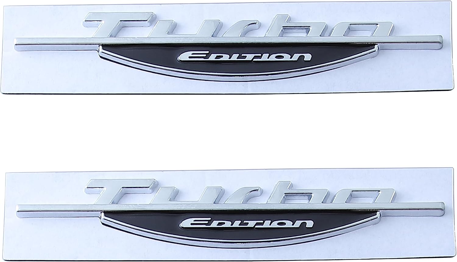 Turbo Edition Emblem – 2 Stück – Silber Und Schwarz, Abs – Universeller Autoaufkleber – 11,5 X 2 Cm
