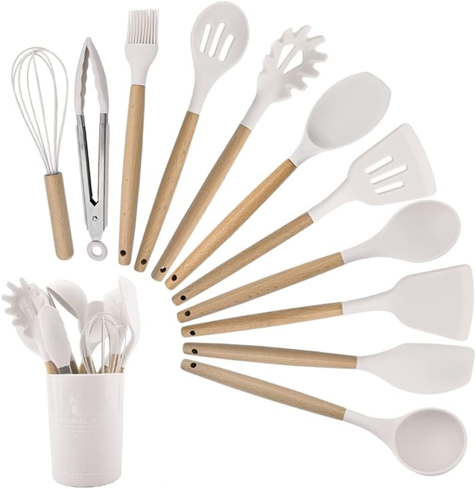 12-teiliges Küchenhelfer-set Aus Silikon – Hitzebeständig Bis 230 °c – Antihaftbeschichtung – Ergonomisch – Spülmaschinenfest – Mit Aufbewahrungsgestell