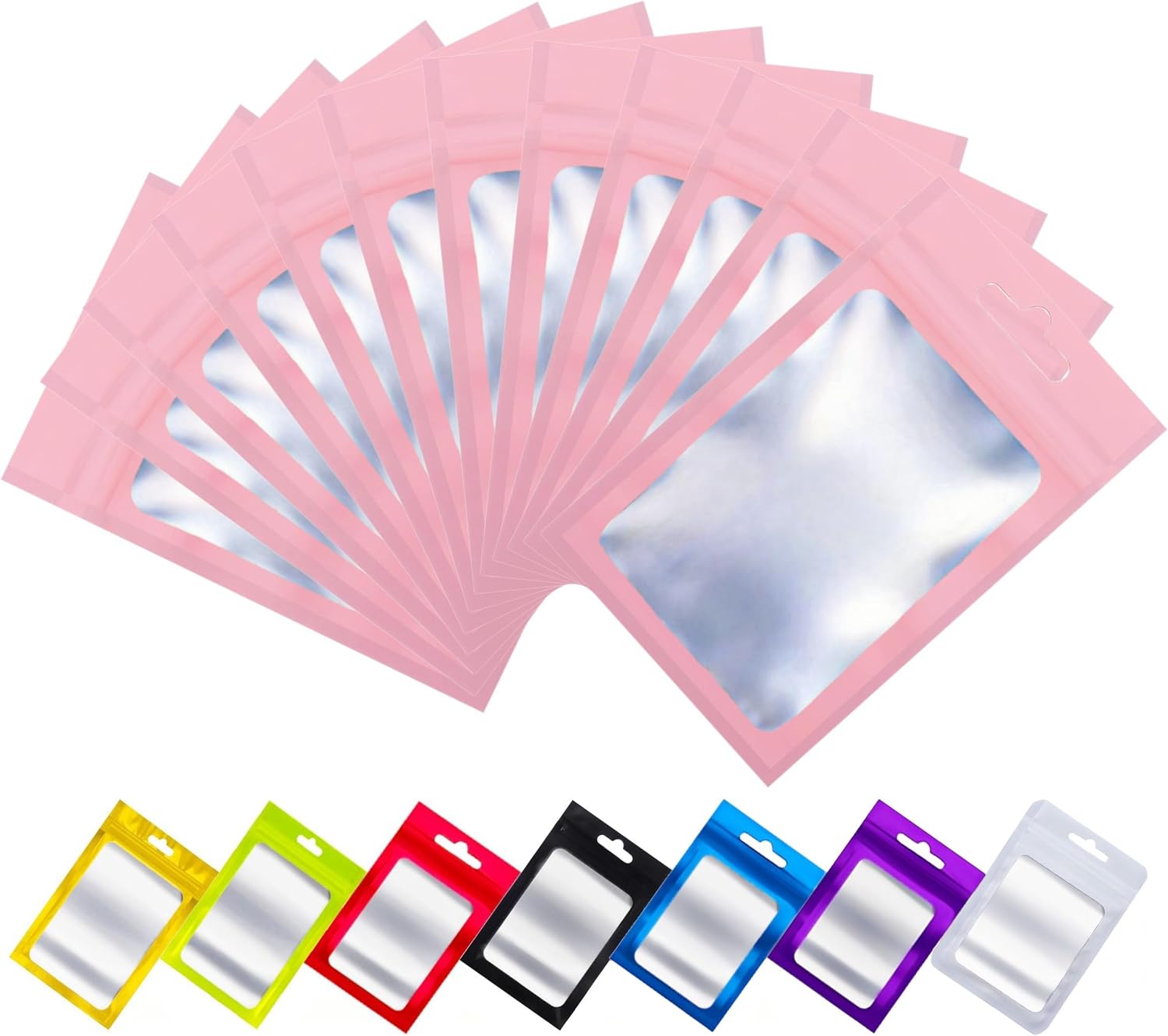 Aluminium-gefrierbeutel Mit Zippverschluss – 100 Stück – Mylar Und Kunststoff – Luftdicht Mit Sichtfenster – Für Lebensmittel Und Schmuck – Rosa, 10,5 X 15 Cm