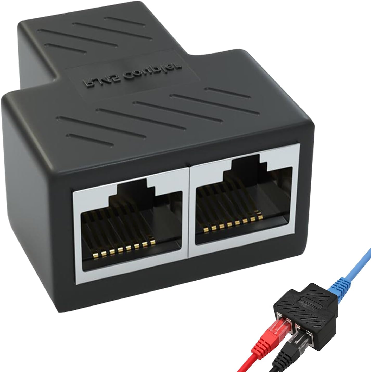 Rj45-splitter – 2er-pack – Abs Und Gold – 1-zu-2-port-ethernet-splitter – Für Cat5-zu-cat7-kabel