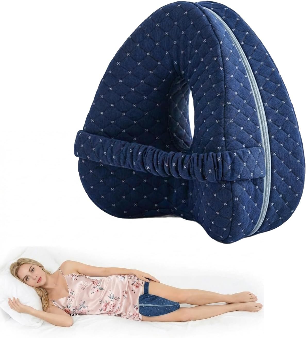 Kniekissen – 1 Stück – Memory-schaum – Ergonomische Unterstützung – Für Seitenschläfer Und Schwangere – Marineblau
