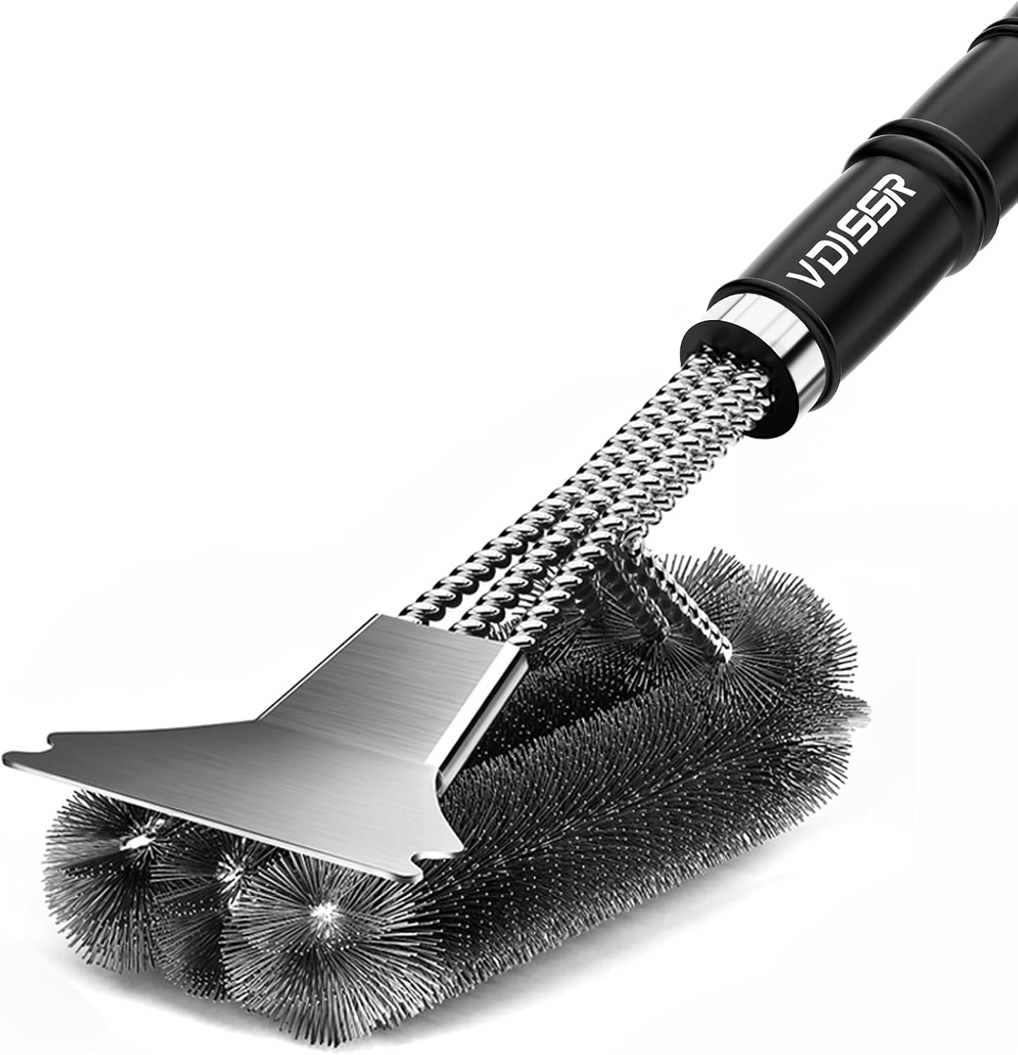 3-in-1 Grillbürste Aus Edelstahl Mit Schaber – Pp-isolierter Griff – 45,5 Cm – Für Alle Grillarten