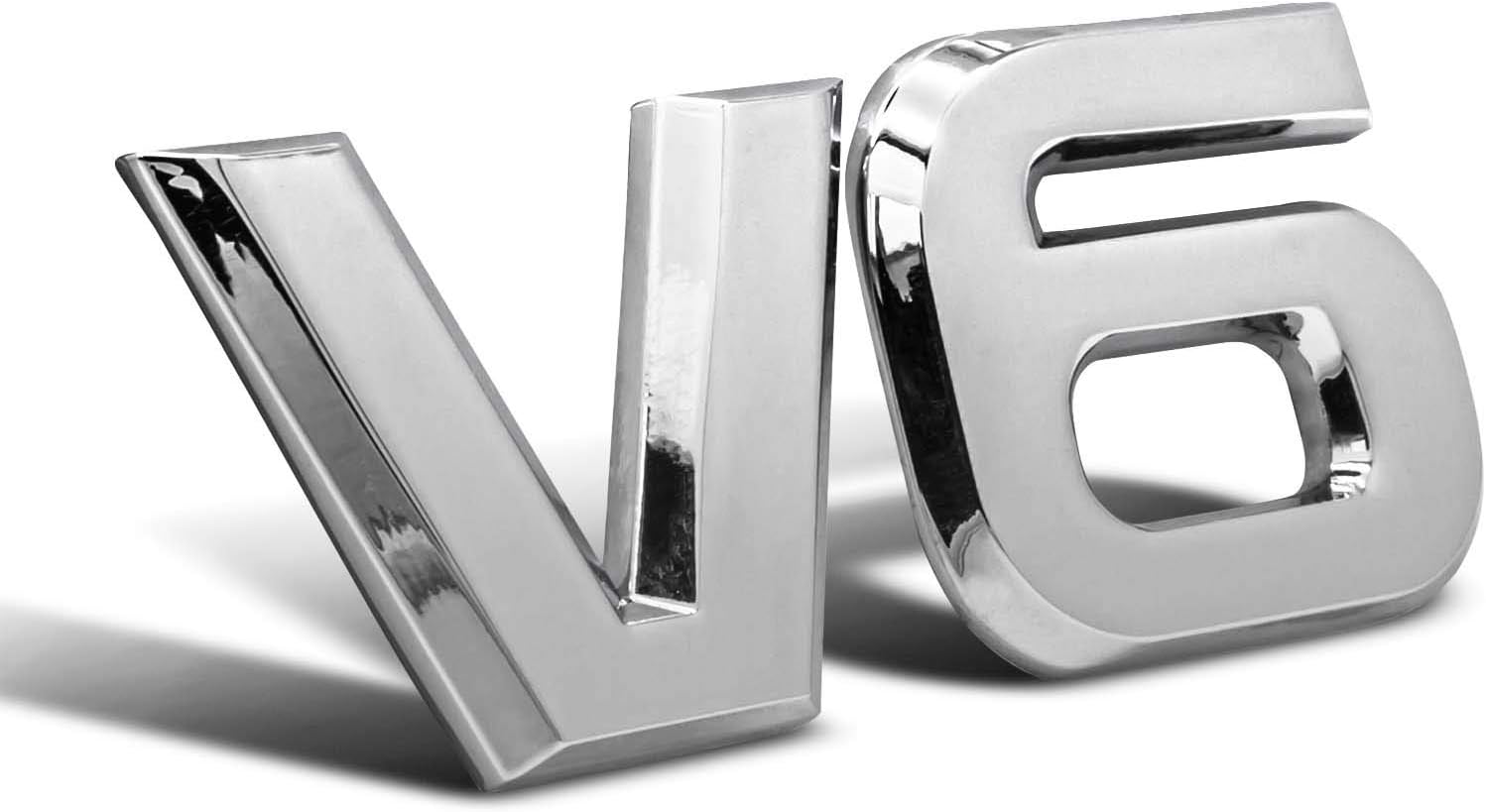 V6-emblem Aus Verchromtem Metall – 1 Stück – Universelles 3d-logo – Für Motorhaube Und Kofferraum – 8,5 X 3,0 Cm