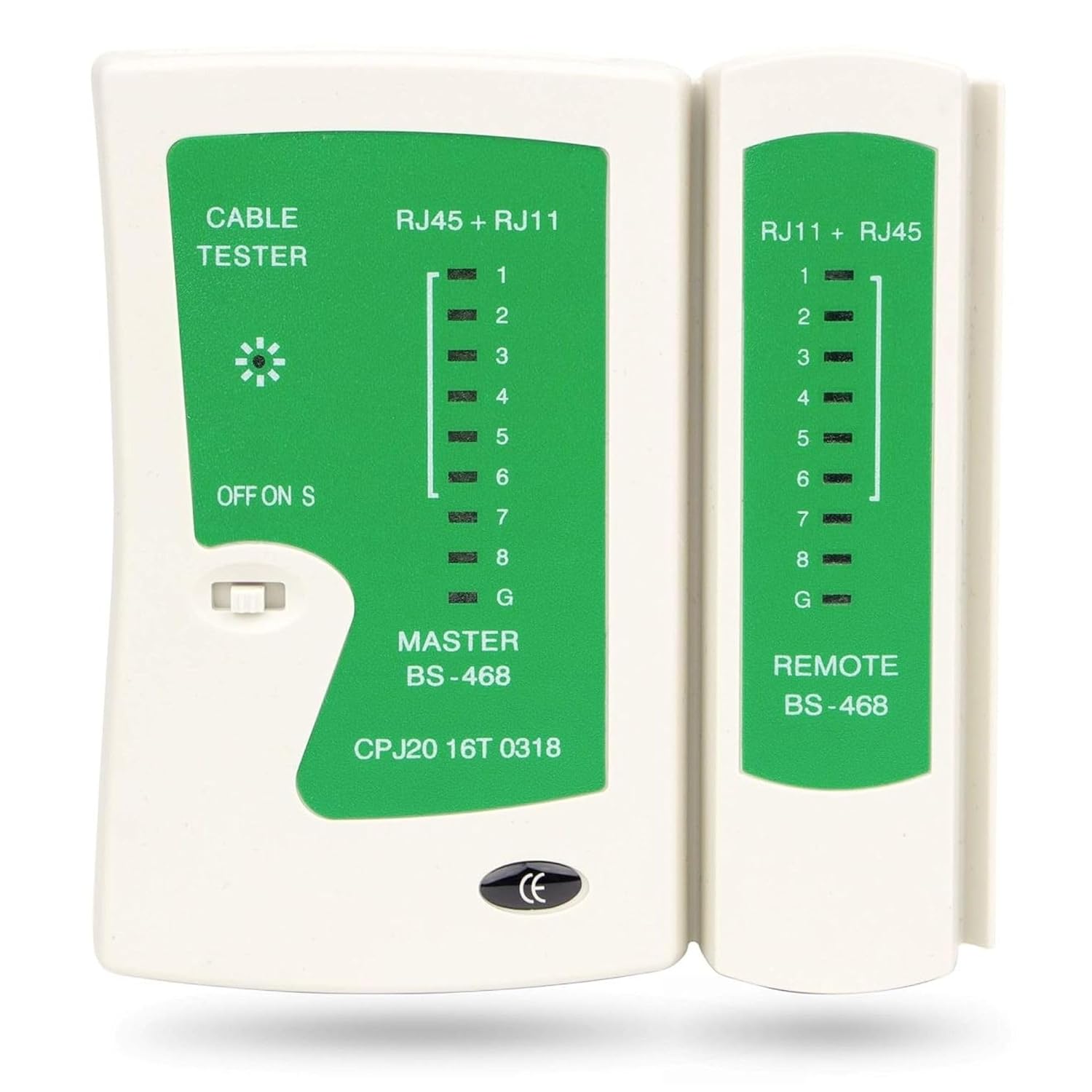 Kabeltester – 2 Stück – Kunststoff – Rj45/rj11-erkennung – Netzwerk Und Telefon – Weiß/grün