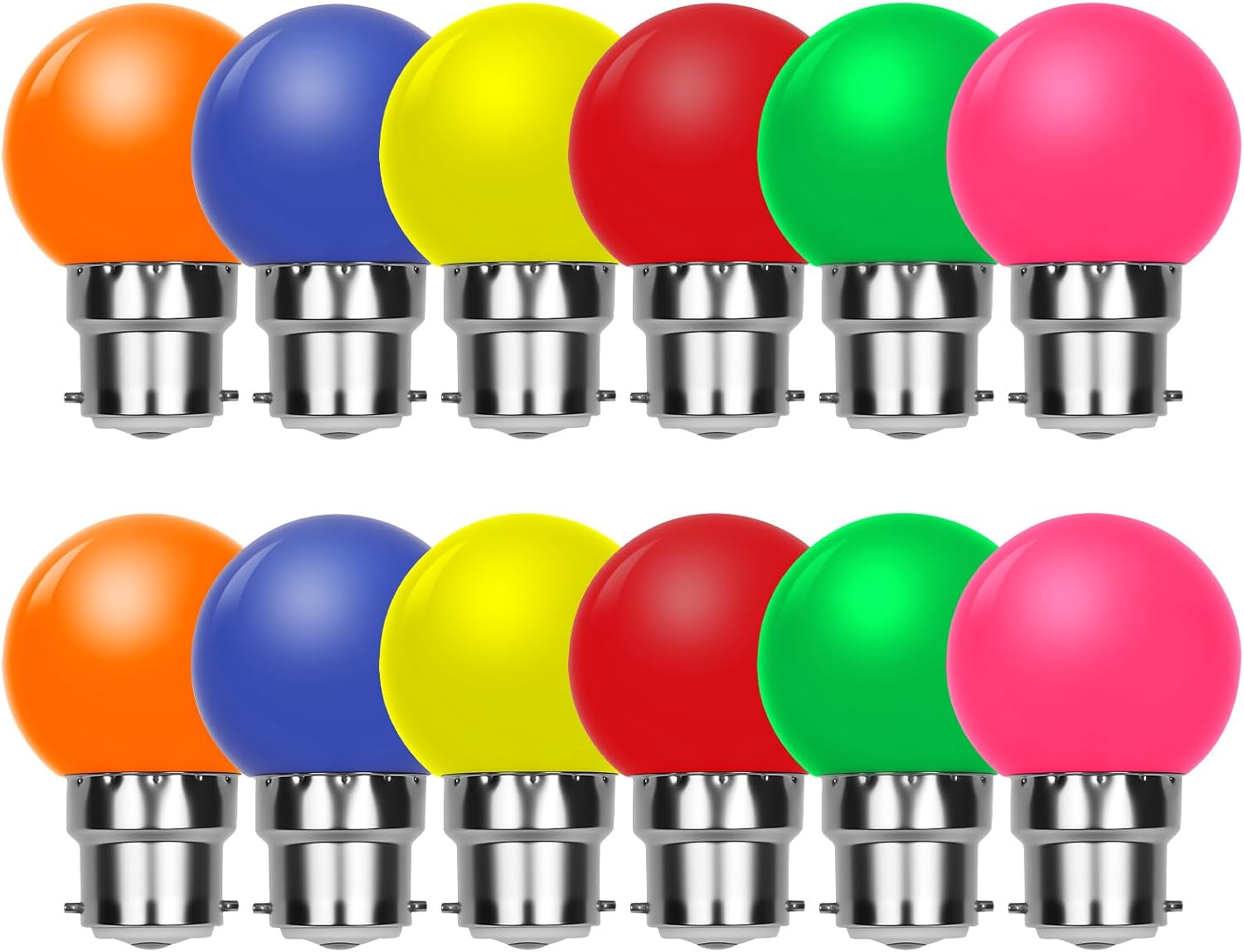12er-pack B22 Led-lampen – G45 Mini-globus – Mehrfarbig – Weihnachtsdekoration – 6,8 X 4,5 Cm