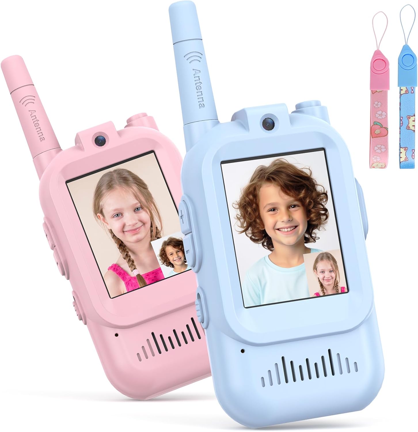 Video-walkie-talkies Für Kinder – 2er-pack – Abs – 400 M Reichweite – Outdoor-spielzeug – Blau Und Rosa