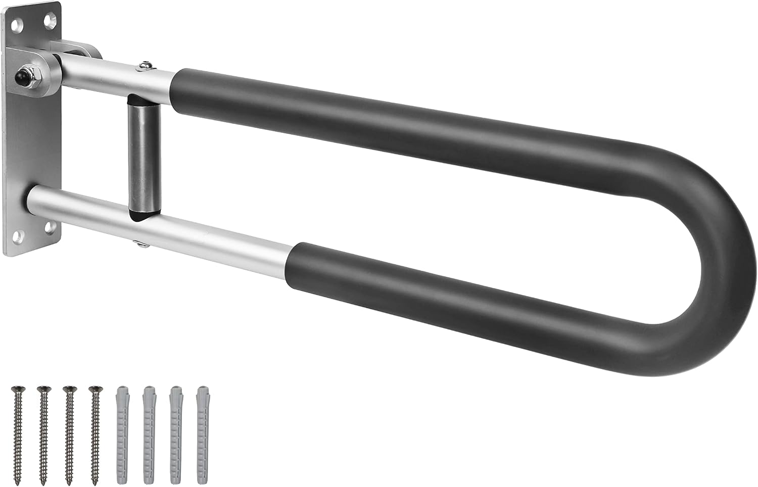 Klappbarer Haltegriff Für Die Toilette – 1 Stück – Aluminium Und Schaumstoff – Sicherheitsstütze Mit Toilettenpapierhalter – Für Senioren Und Personen Mit Eingeschränkter Mobilität – 57,5 X 14,5 Cm