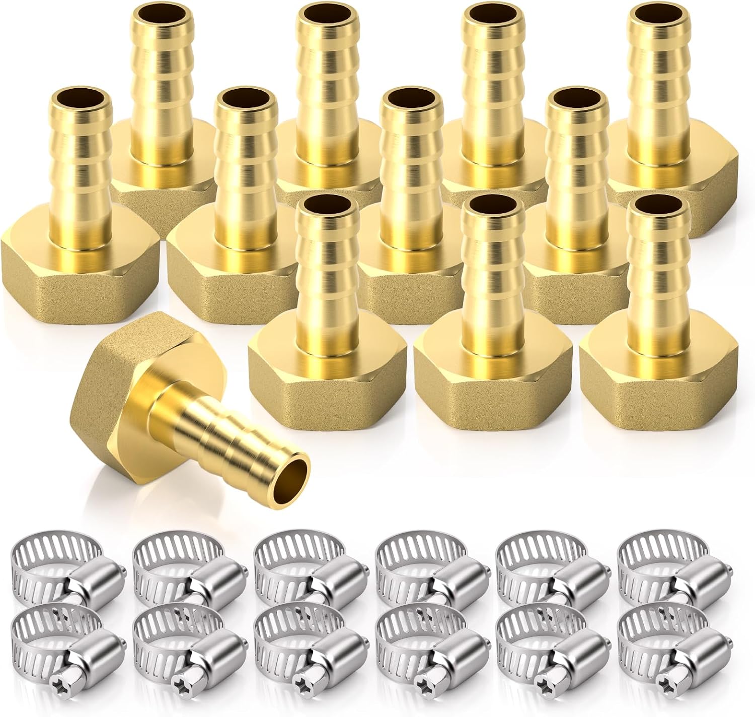 Messing-schlauchverschraubungen – 12er-pack – Bsp 1/2" X 8 Mm – Druckluftdichtung – Druckluftwerkzeuge Und Gartenbedarf