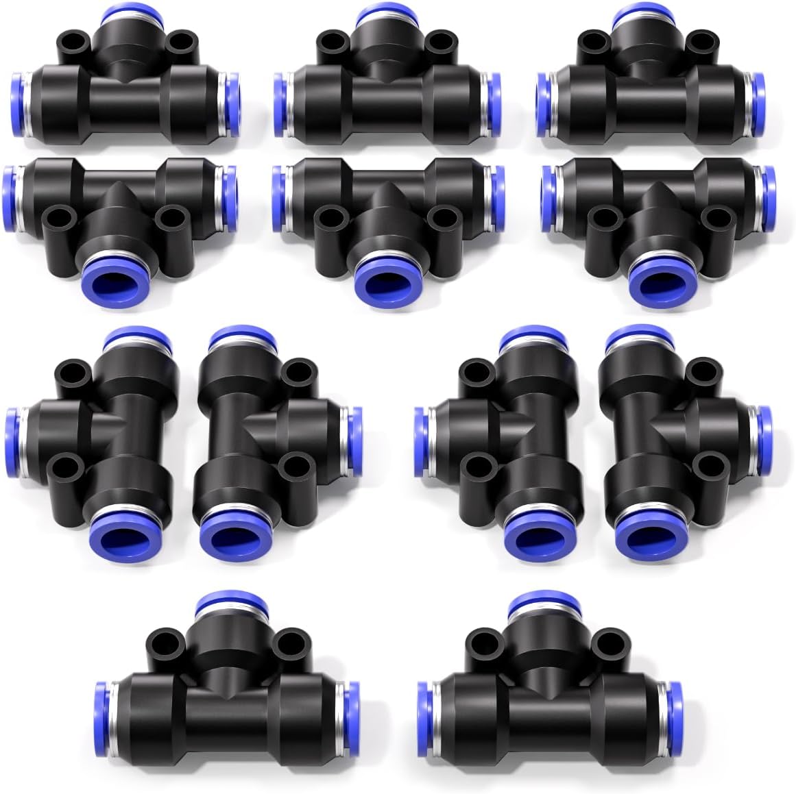 Pneumatisches T-stück – 12er-pack – Verstärkter Kunststoff – Werkzeuglose Schnellverbindung – Industrie Und Heimwerkerbedarf – 8 Mm