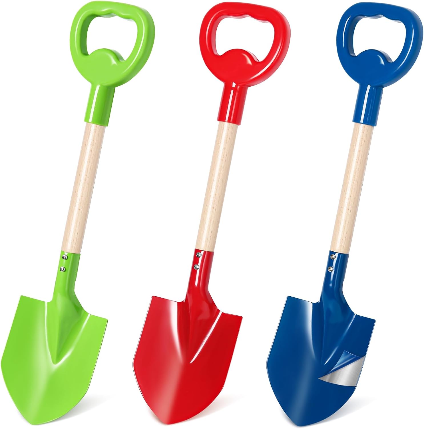 Metall-strandschaufeln – 3er-set – Stahl- Und Holzgriff – Robustes Grabwerkzeug – Für Gartenarbeit Und Strand Geeignet – 40,6 Cm
