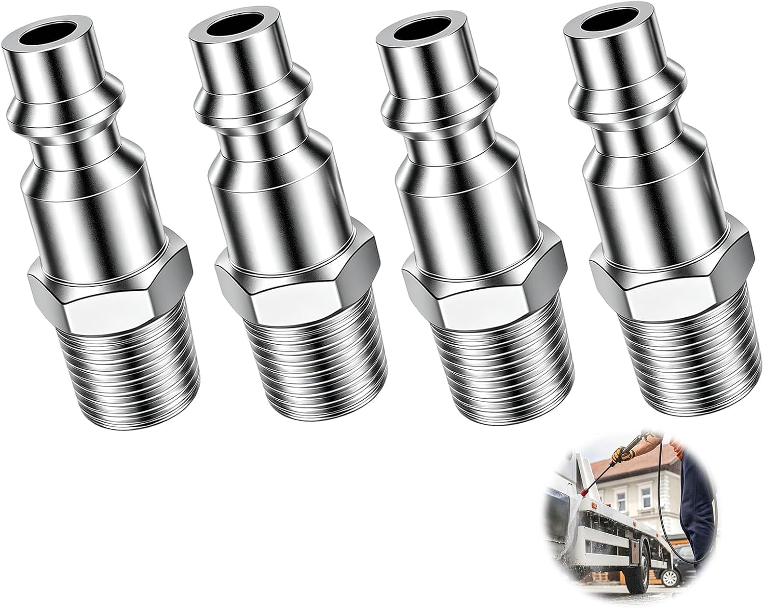 Druckluft-schnellkupplung – 4-teilig – Gehärteter Stahl – Sofortanschluss 1/4 Npt – Werkstatt Und Garage – Außengewinde