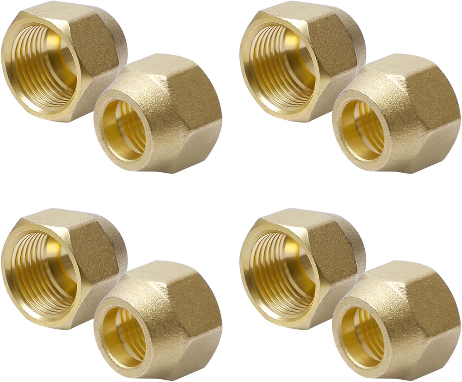 Messing-bördelmutter – 8er-pack – Geschmiedetes Kupfer – 1/2"-bördelanschluss – Für Split-klimaanlagen – 12,7 Mm Durchmesser