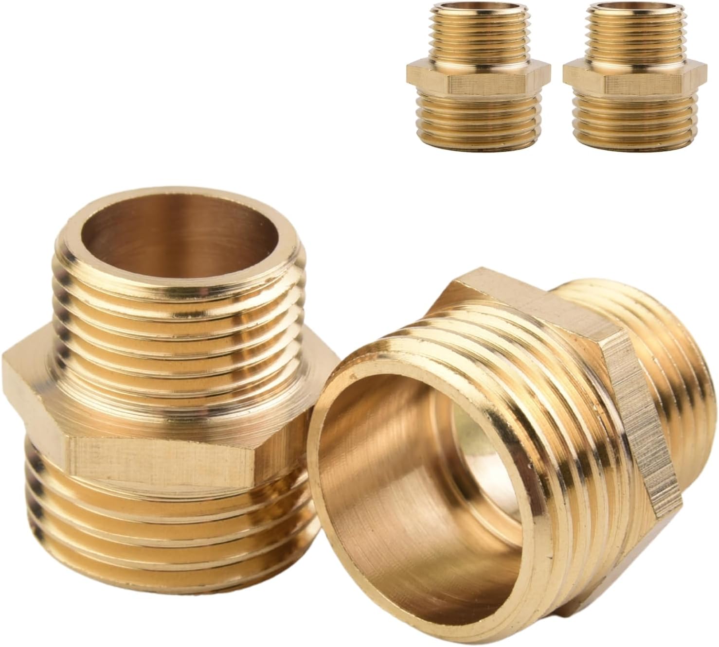 Doppelreduzierstück – 4er-pack – Massives Messing – 3/8" X 1/2" Bsp-übergang – Sanitär Und Pneumatik – Sechskant