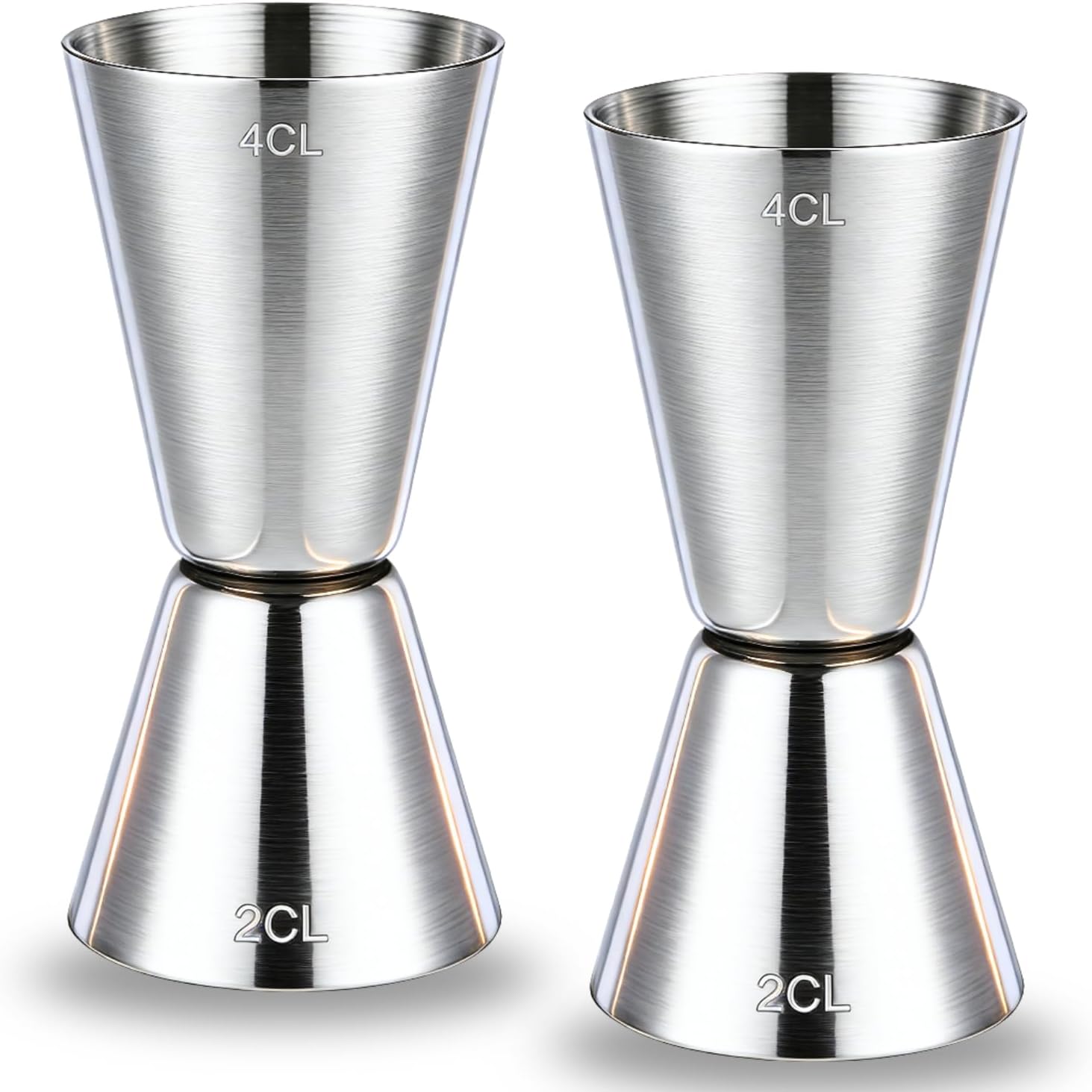 Set Mit 2 Cocktail-jiggern Aus Edelstahl – Doppelspitze 2cl/4cl – Präzises Werkzeug Für Professionelle Und Private Bars