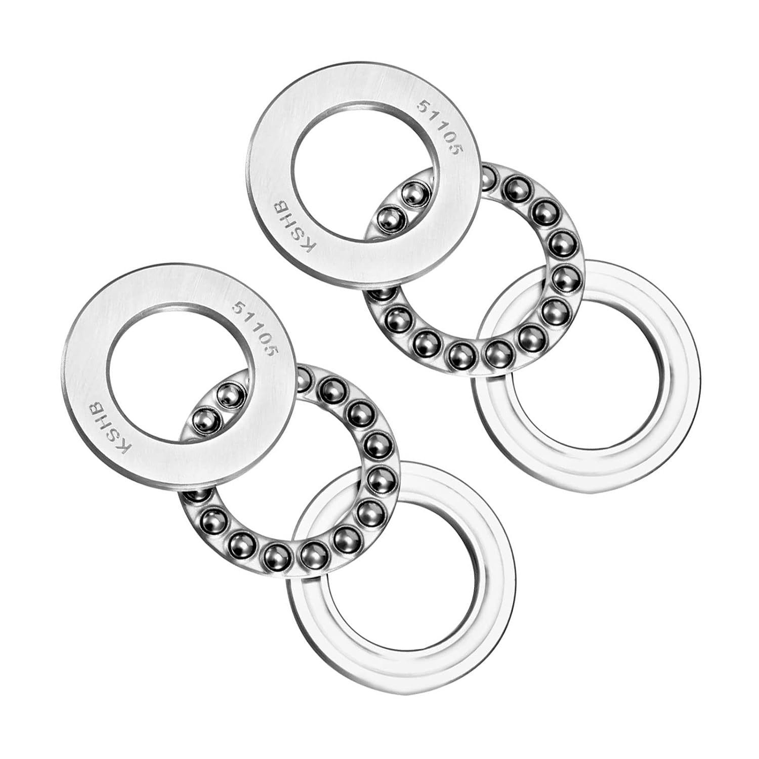 Axialkugellager – 2 Stück – Verchromter Stahl – Einseitig Axiale Belastung – Für Aufzüge Und Maschinen – 25 X 42 X 11 Mm