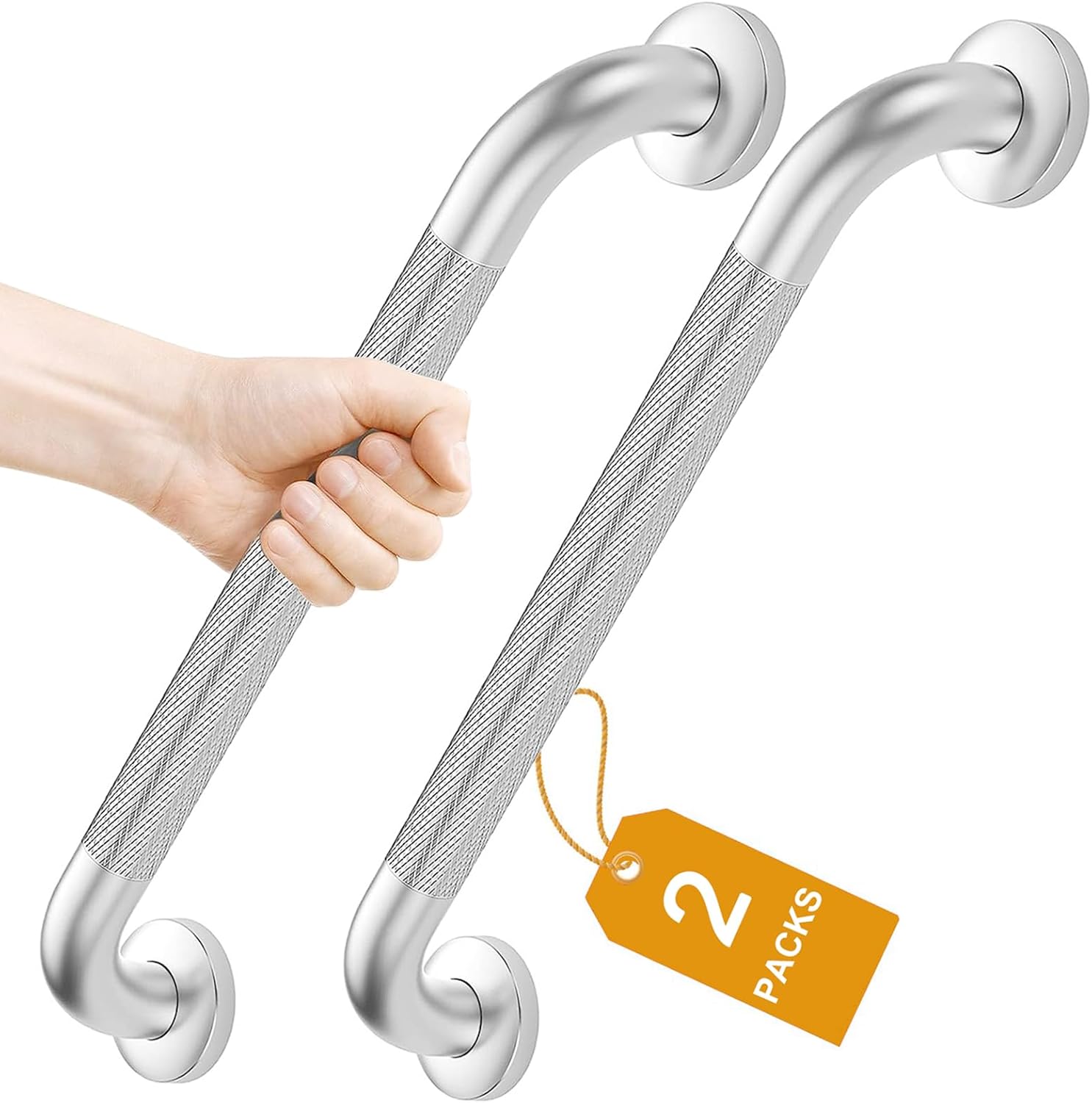 Haltegriff Fürs Badezimmer – 2er-set – Gebürsteter Edelstahl – 41 Cm Langer, Rutschfester Griff – Sicherheit Für Senioren Und Kinder