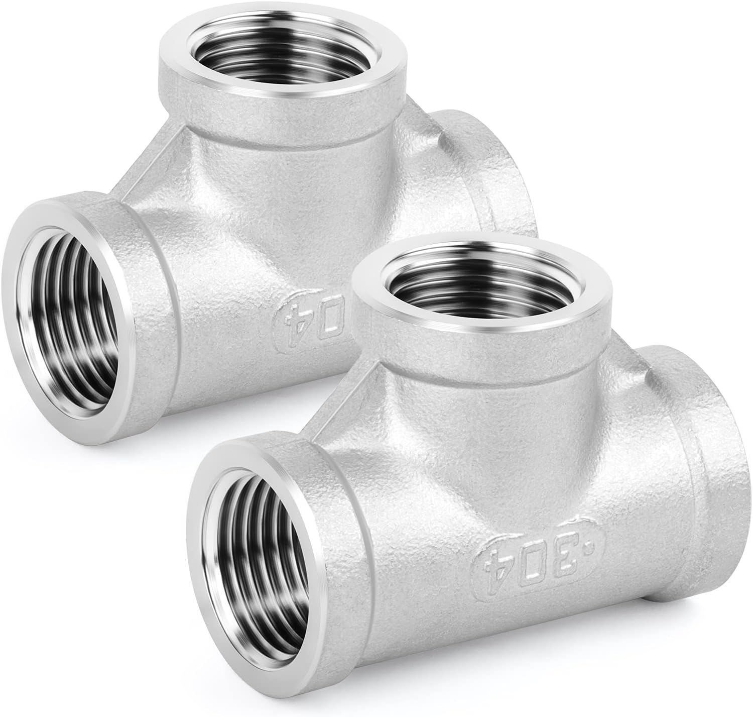 T-stücke Aus Edelstahl 304 – 2er-pack – 1/2"-bsp-gewinde – Korrosionsbeständig – Industrielle Sanitärinstallation – Silber