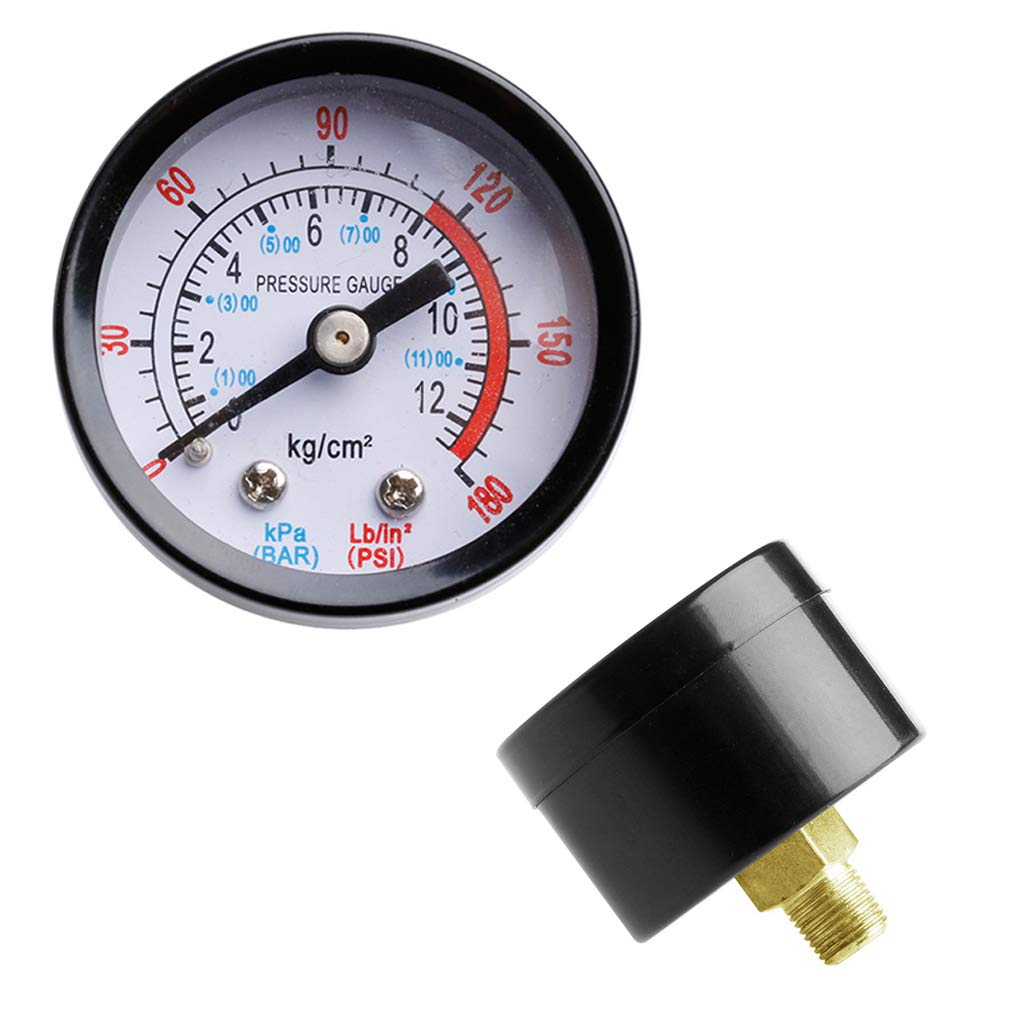 Pneumatisches Manometer – 1 Stück – Stahl Und Glas – Messbereich 0–12 Bar – Für Luftkompressoren – Durchmesser 42 Mm