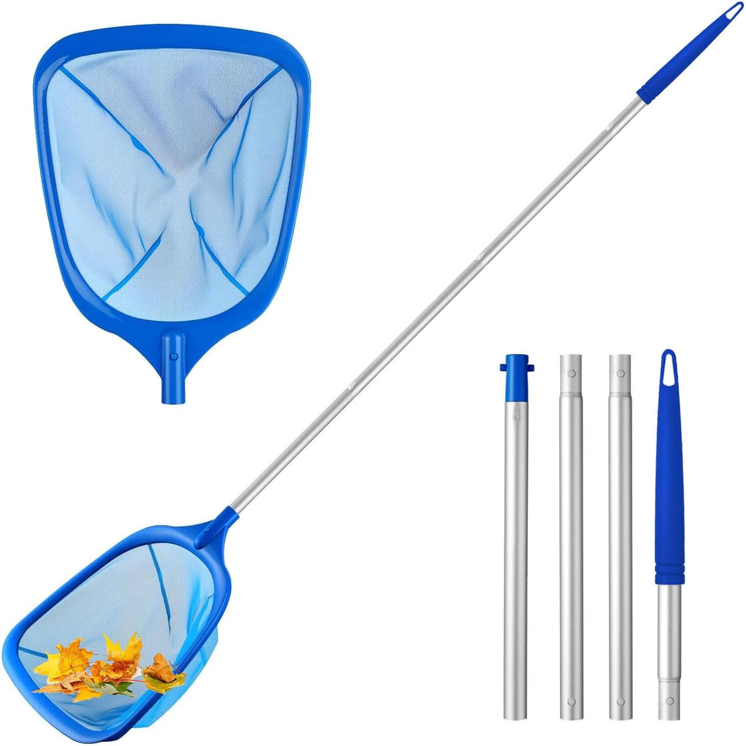 Feinmaschiges Poolnetz – 1 Stück – Nylon Und Aluminium – Entfernt Feine Verunreinigungen – Für Teiche Und Aufstellpools – 146 Cm Teleskopstiel